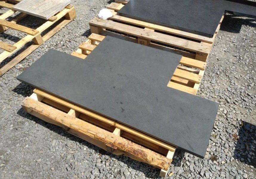 Right-angles galore - a made-to-measure T-shaped slate hearth ready to install